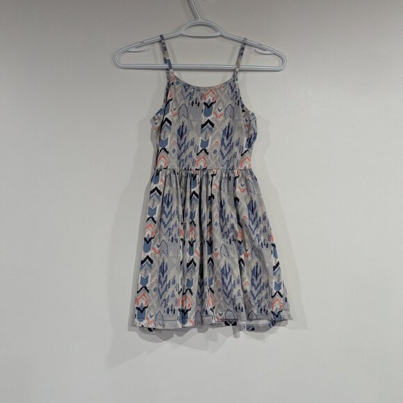 Bella & Birdie Ikat Patterned Dress Periwinkle Blue Peach Size Medium - Picture 3 of 3